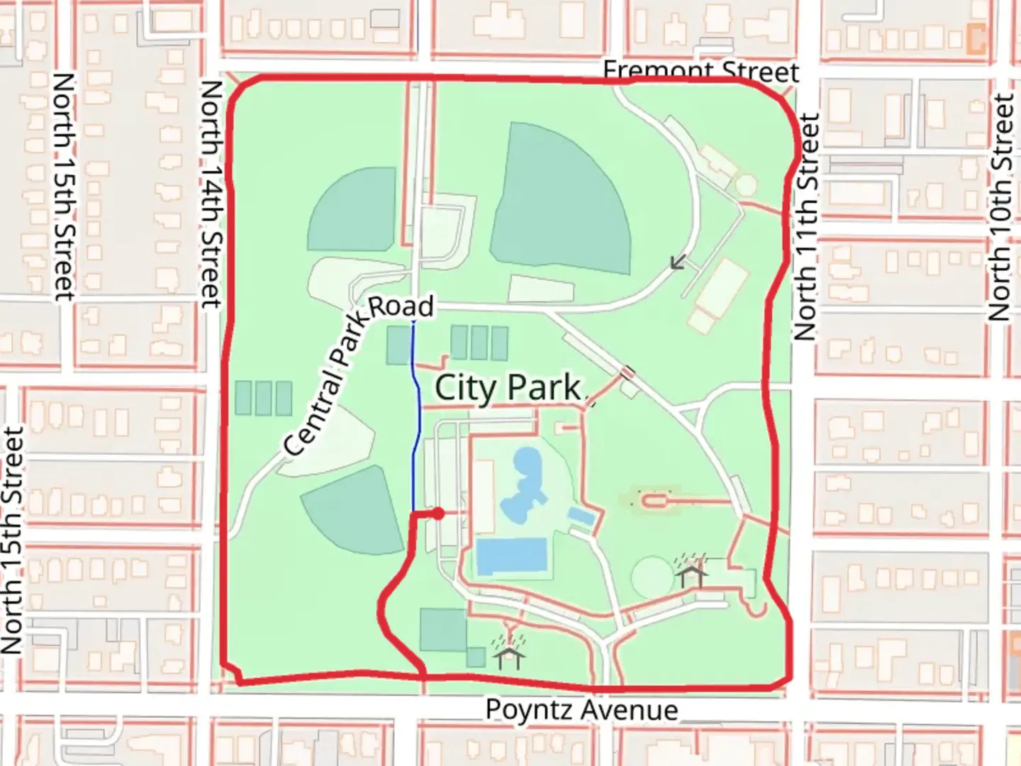 An image depicting the trail Jesse Baker Field Loop and its surrounding area.