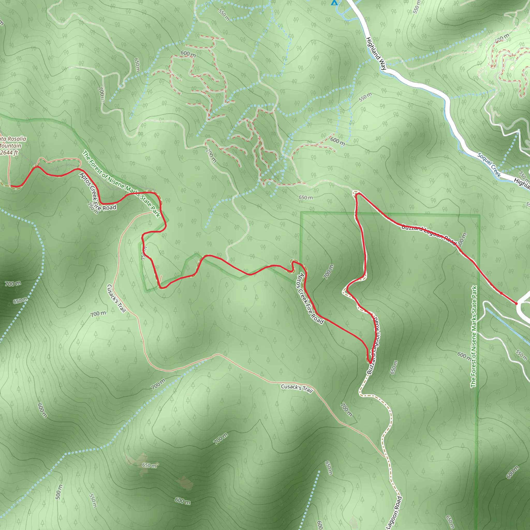 Santa Rosalia Mountain via Buzzard Lagoon Road mobile static map