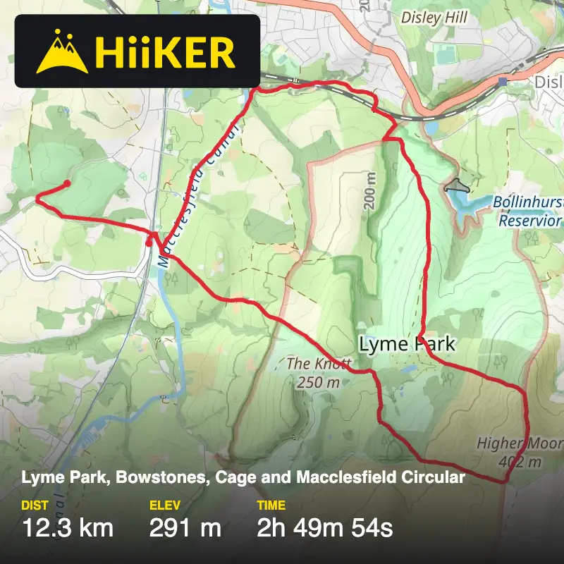 A map preview of the recording Lyme Park, Bowstones, Cage and Macclesfield Circular.