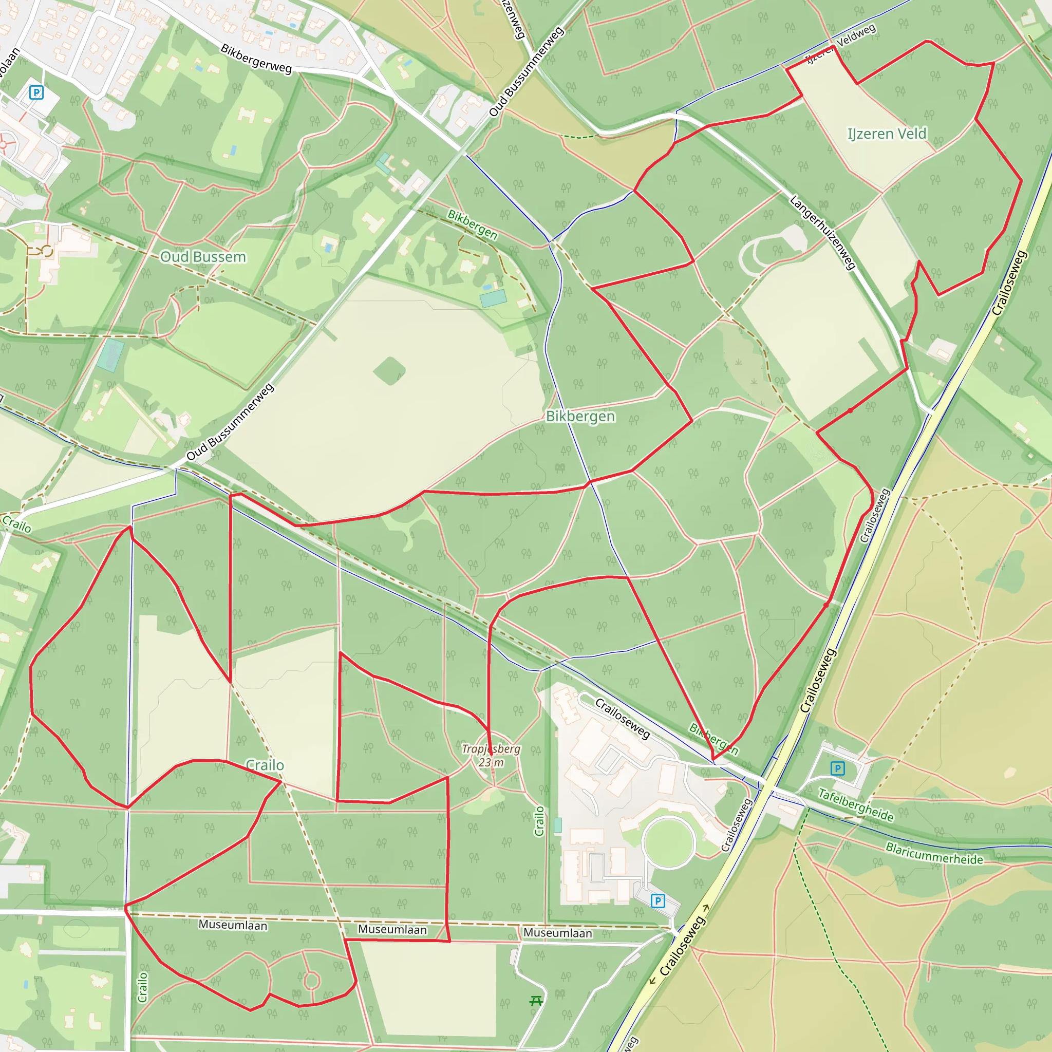 Crailo, Bikbergen and Ijzeren Veld Loop mobile static map