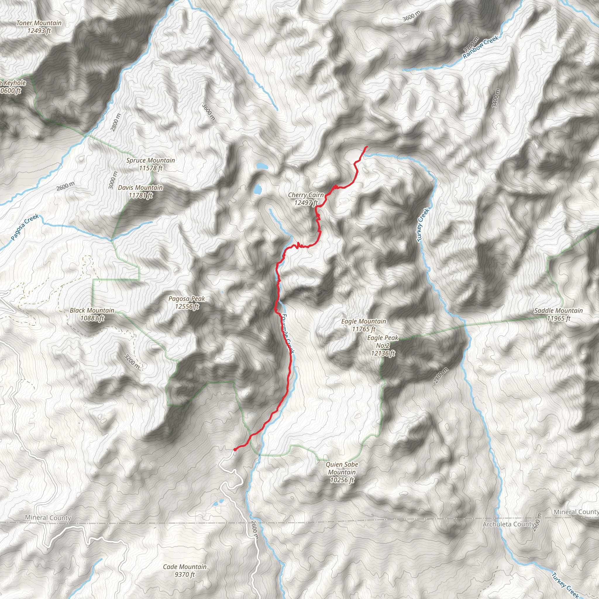 Turkey Creek Lake via Fourmile Stock Trail mobile static map
