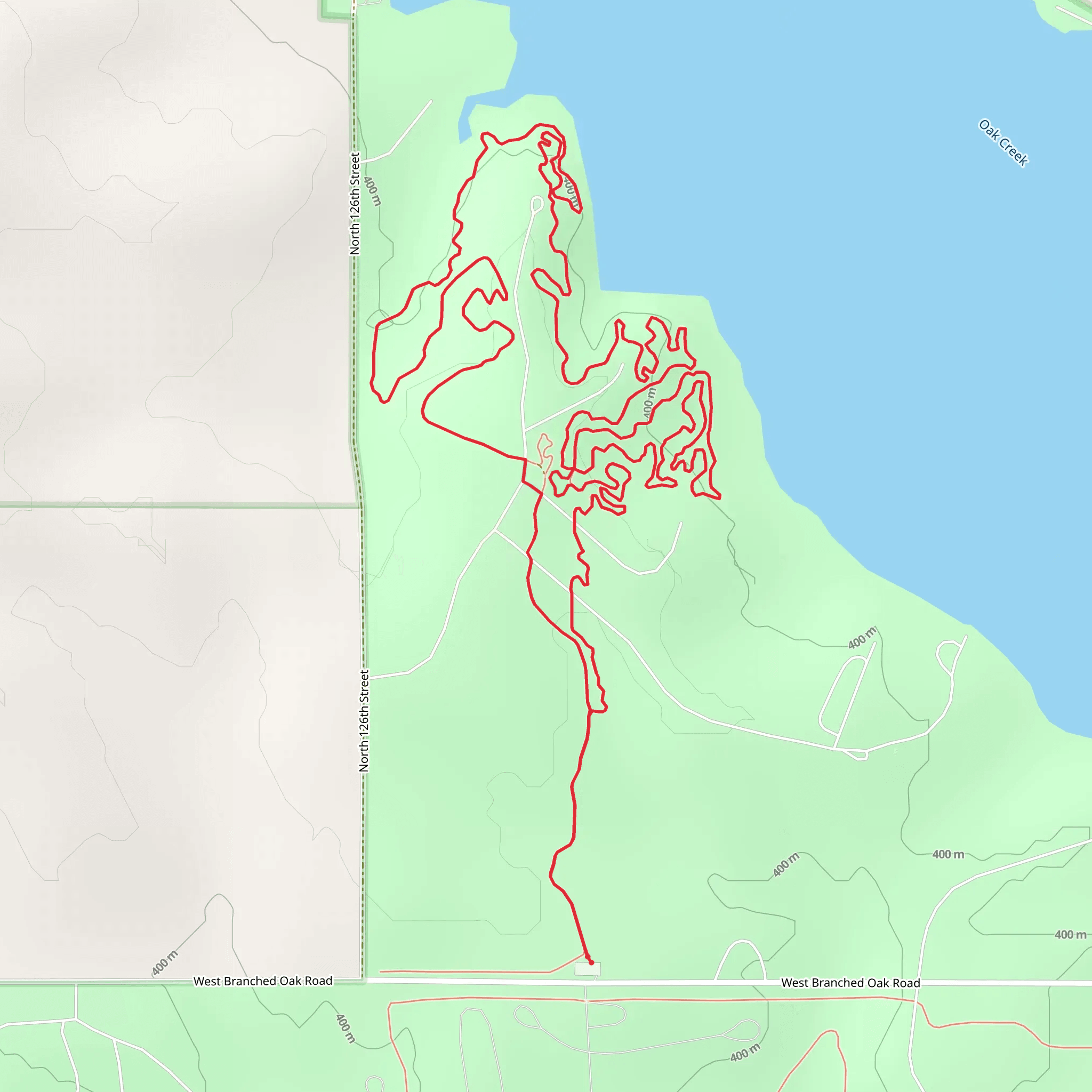 Branched Oak Lake Westside and North Trail mobile static map