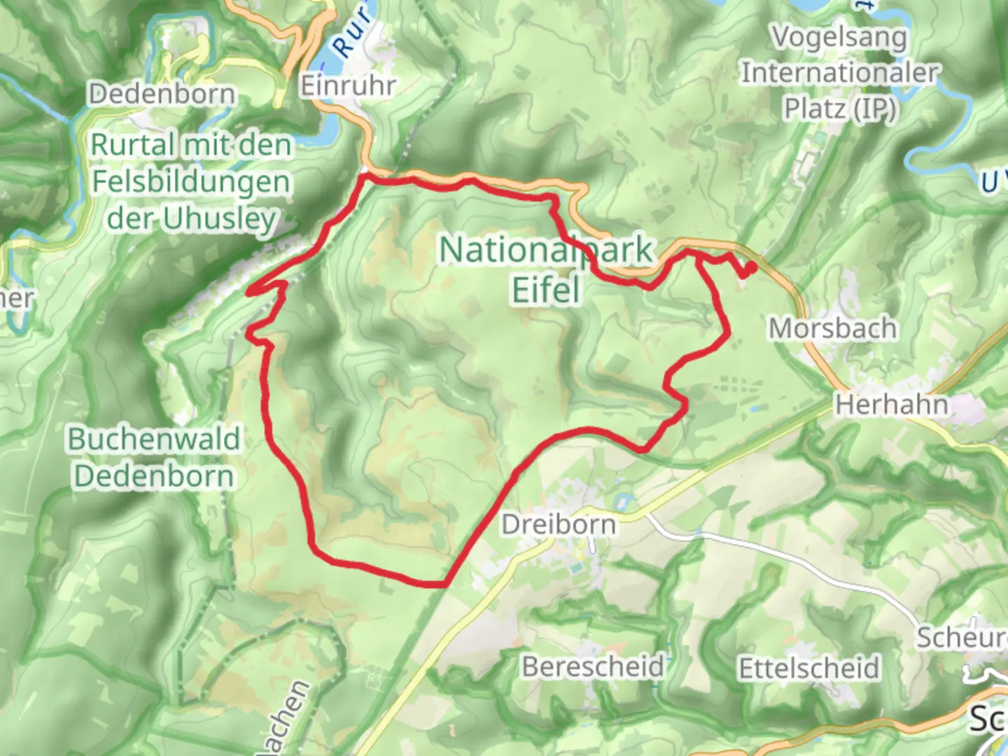 An image depicting the trail NSG Eifel Loop - Dreiborner and its surrounding area.