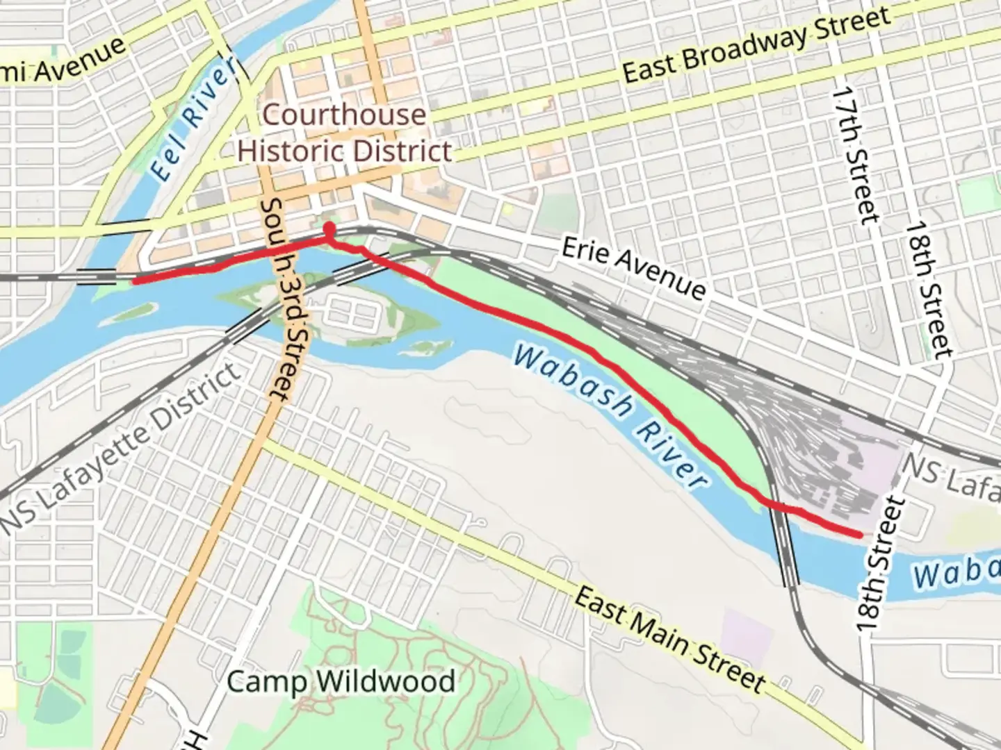 An image depicting the trail Little Turtle Waterway and its surrounding area.
