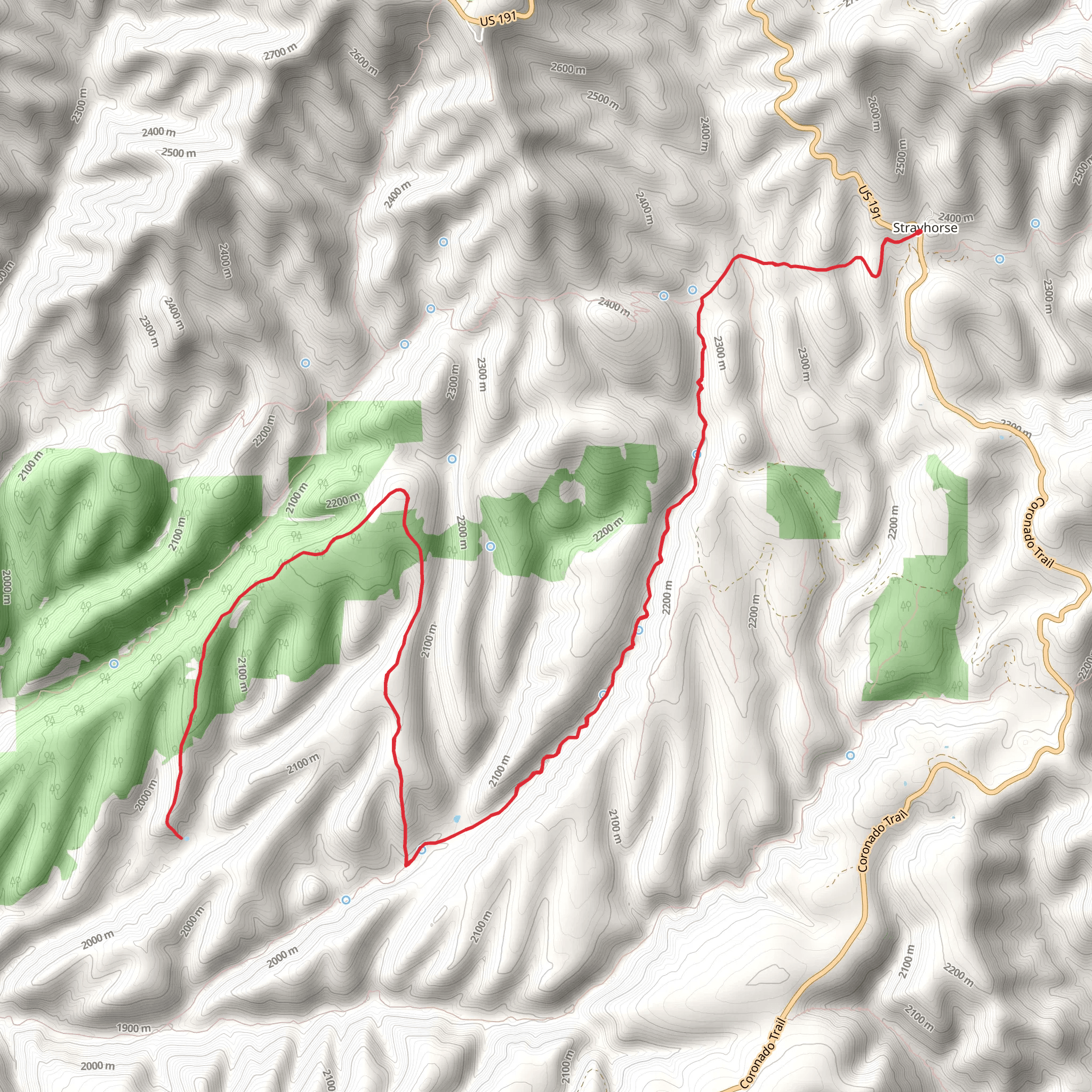 Cottonwood Tank Trail via Crabtree Trail mobile static map