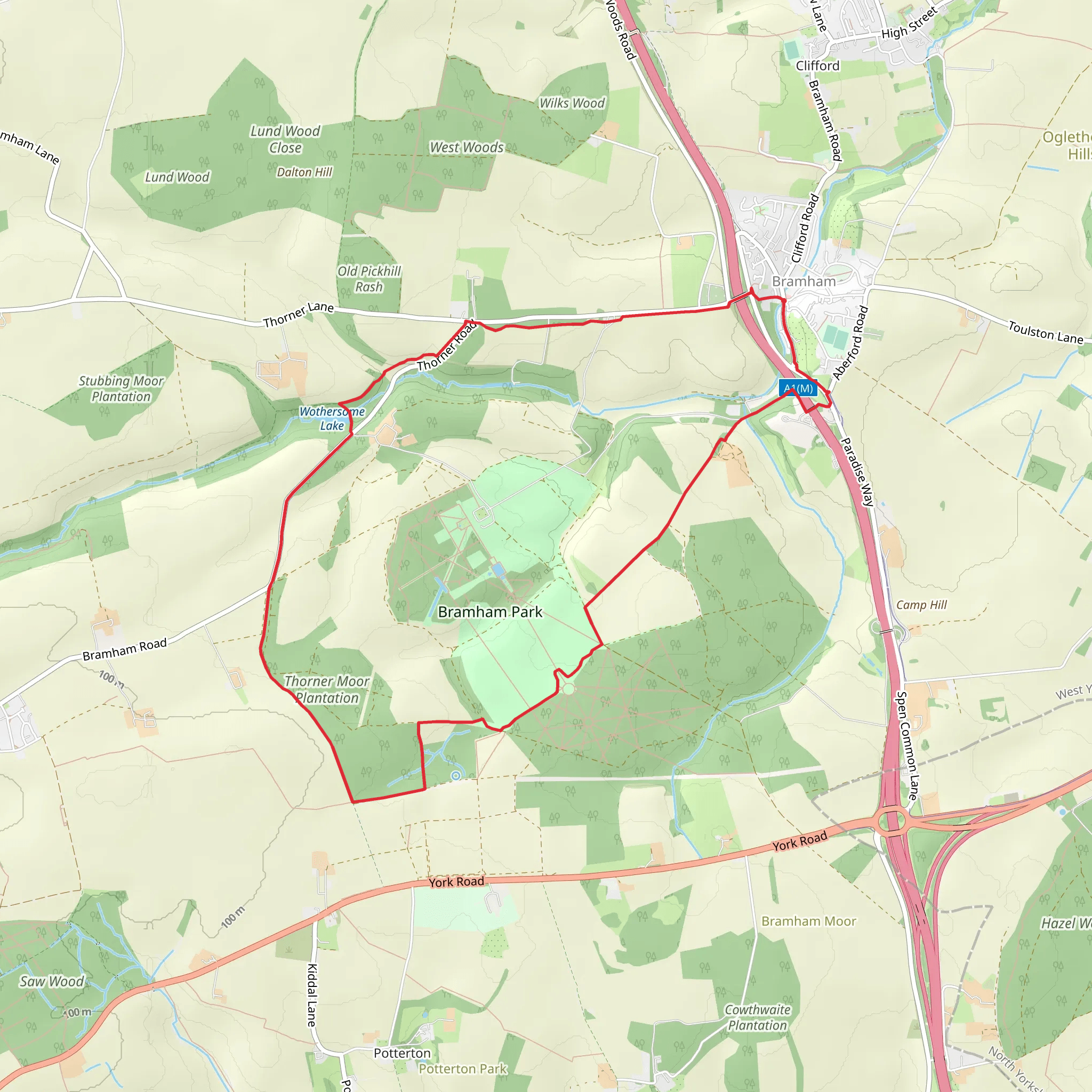 Bramham Cum Oglethorpe Western Loop mobile static map