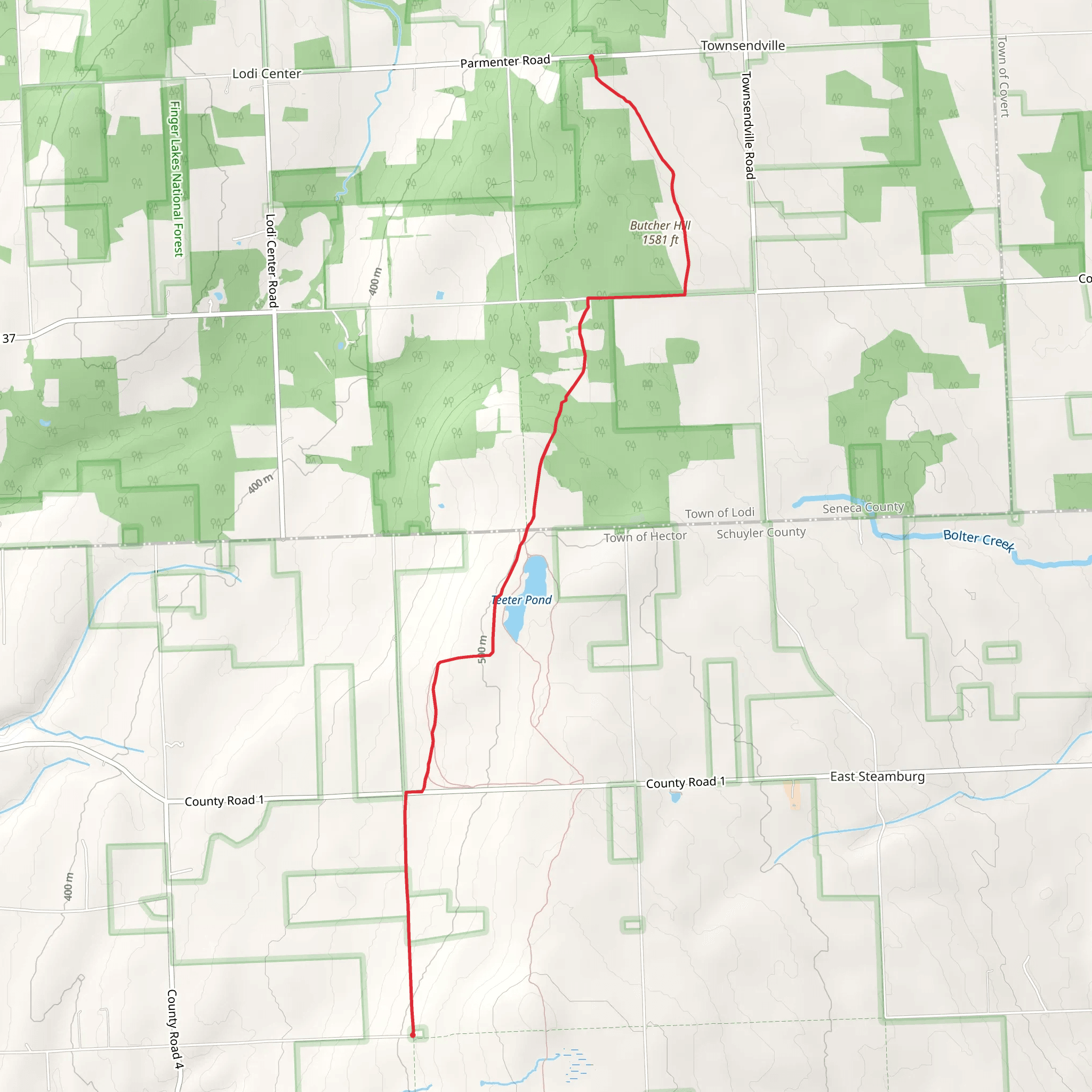 Butcher Hill via No-tan-takto Trail mobile static map