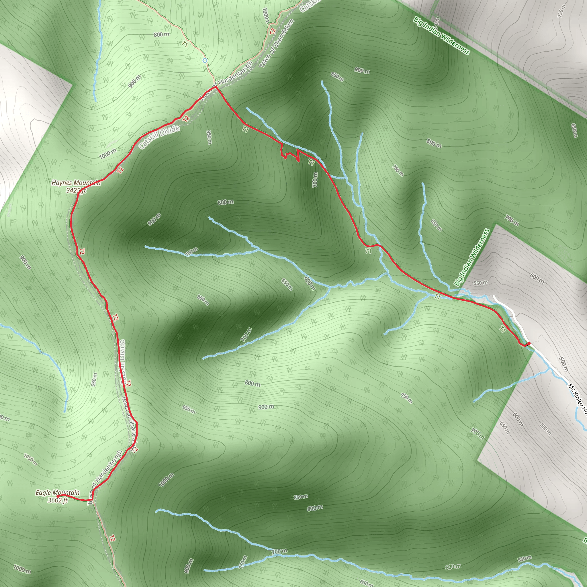 Haynes Mountain and Eagle Mountain via Oliverea-Mapledale Red Trail mobile static map
