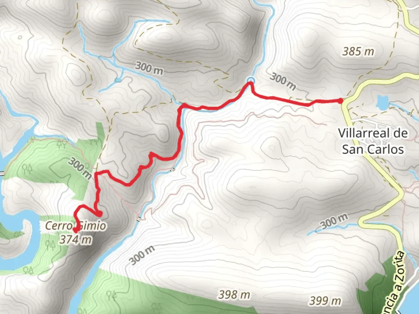 An image depicting the trail Cerro Gimio and its surrounding area.
