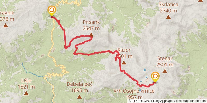 The Slovene Mountain Trail stage 18 Map
