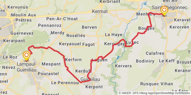 GR 380 - Tour des Monts d'Arrée stage 9 Map