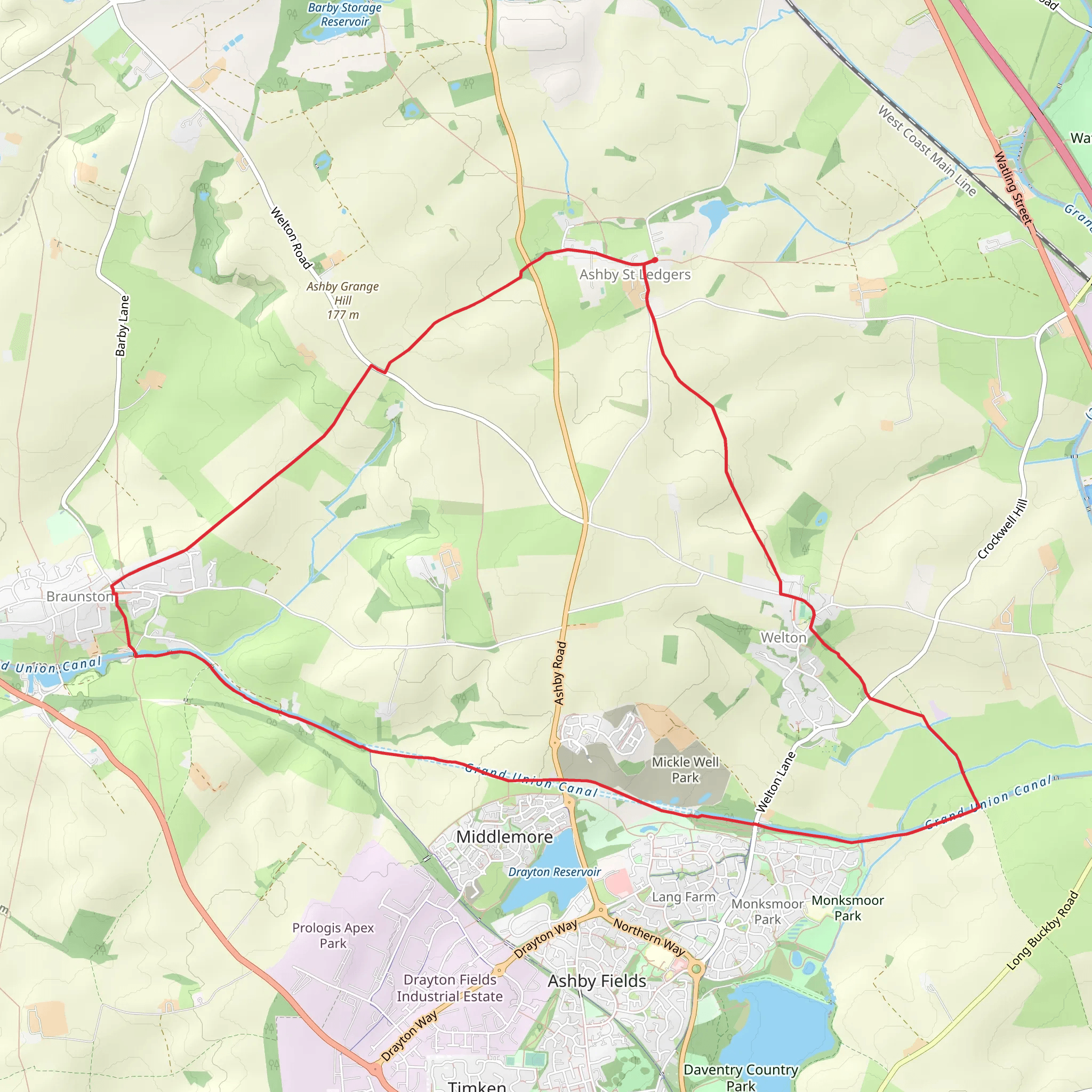 Ashby St Ledgers mobile static map