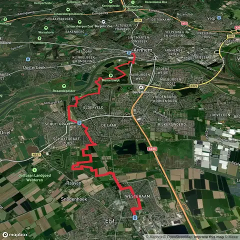 Elst to Central Arnhem via Zuidelijke Plas and Percksepad