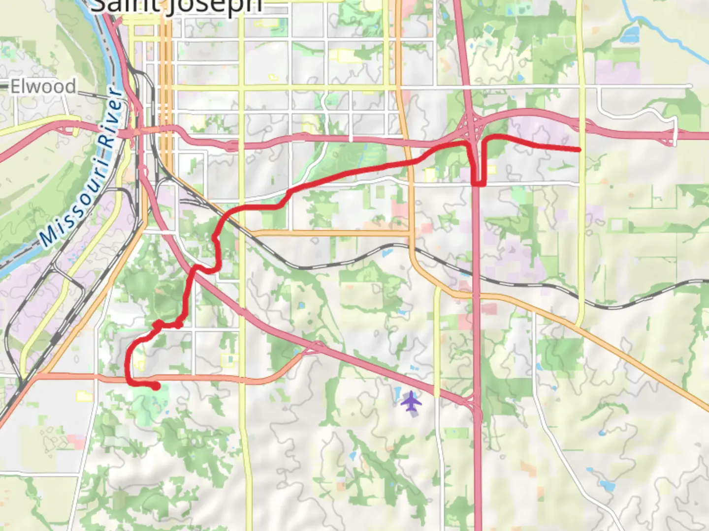 An image depicting the trail Southwest Parkway and its surrounding area.