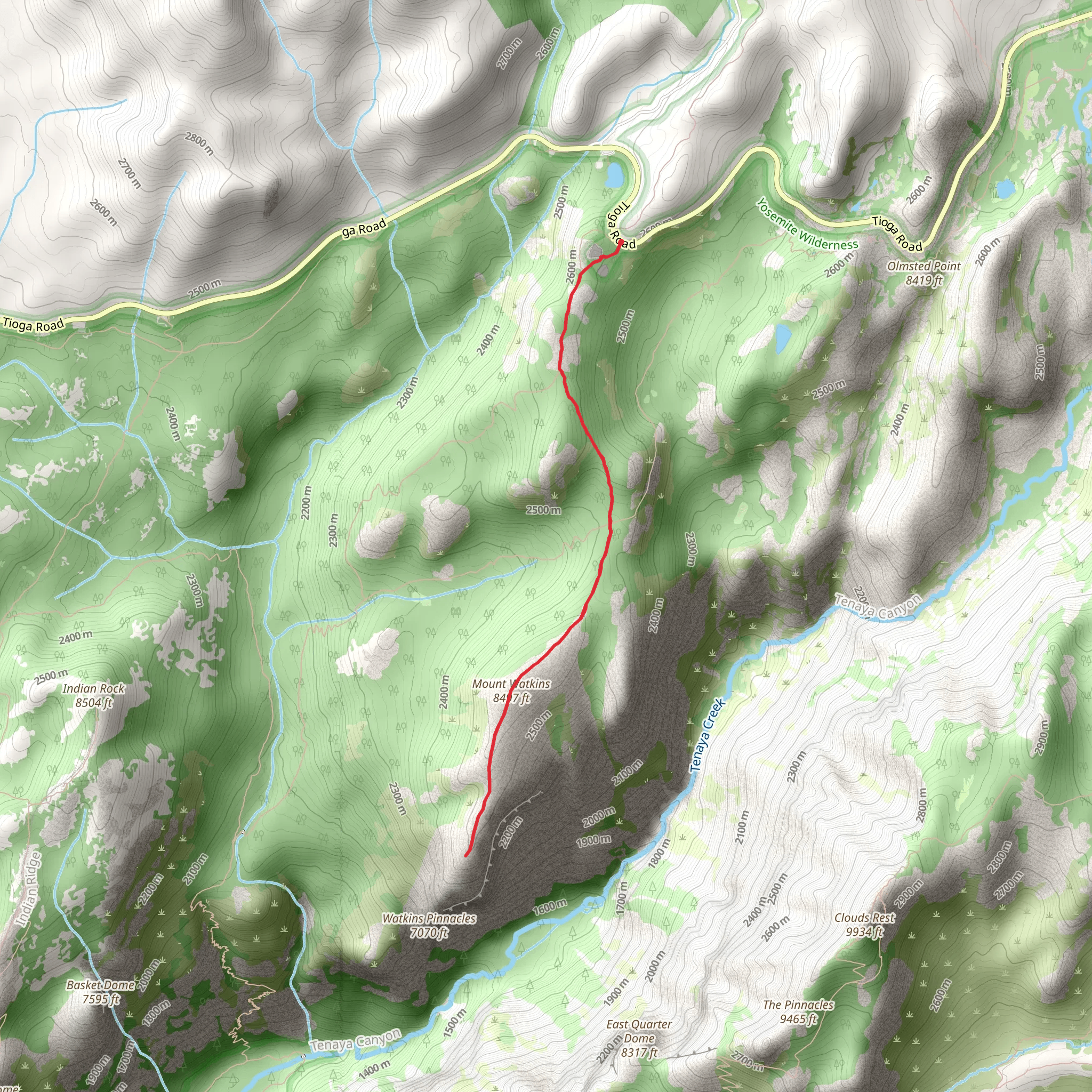 Mount Watkins from Tioga Pass Road mobile static map
