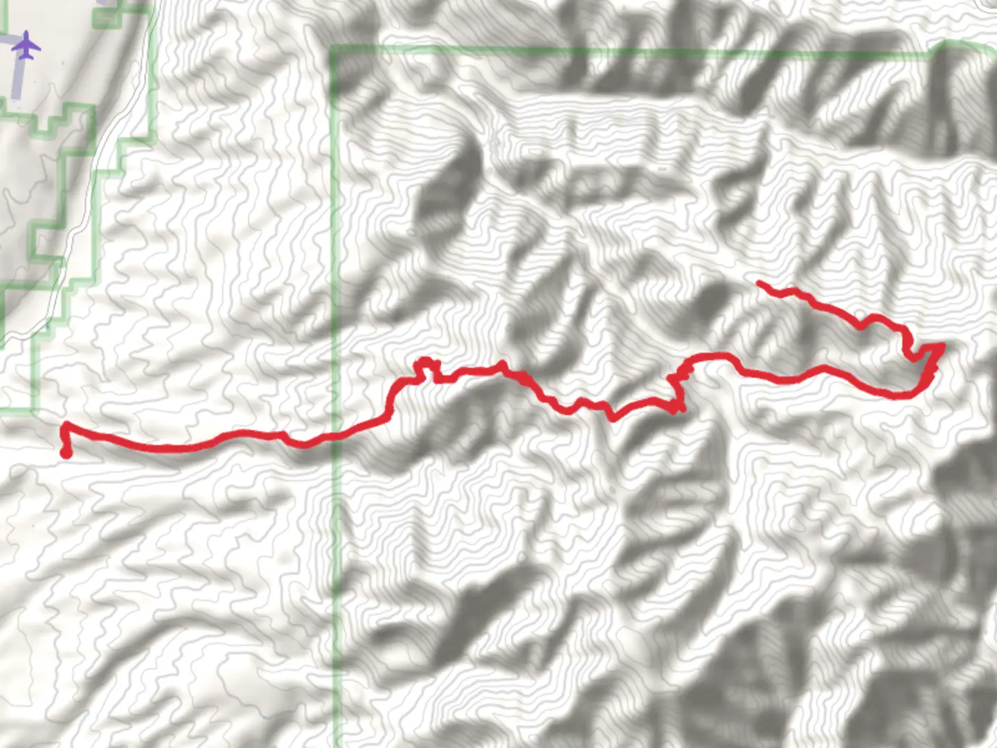 An image depicting the trail Nabours Mountain from Whitewater Road and its surrounding area.