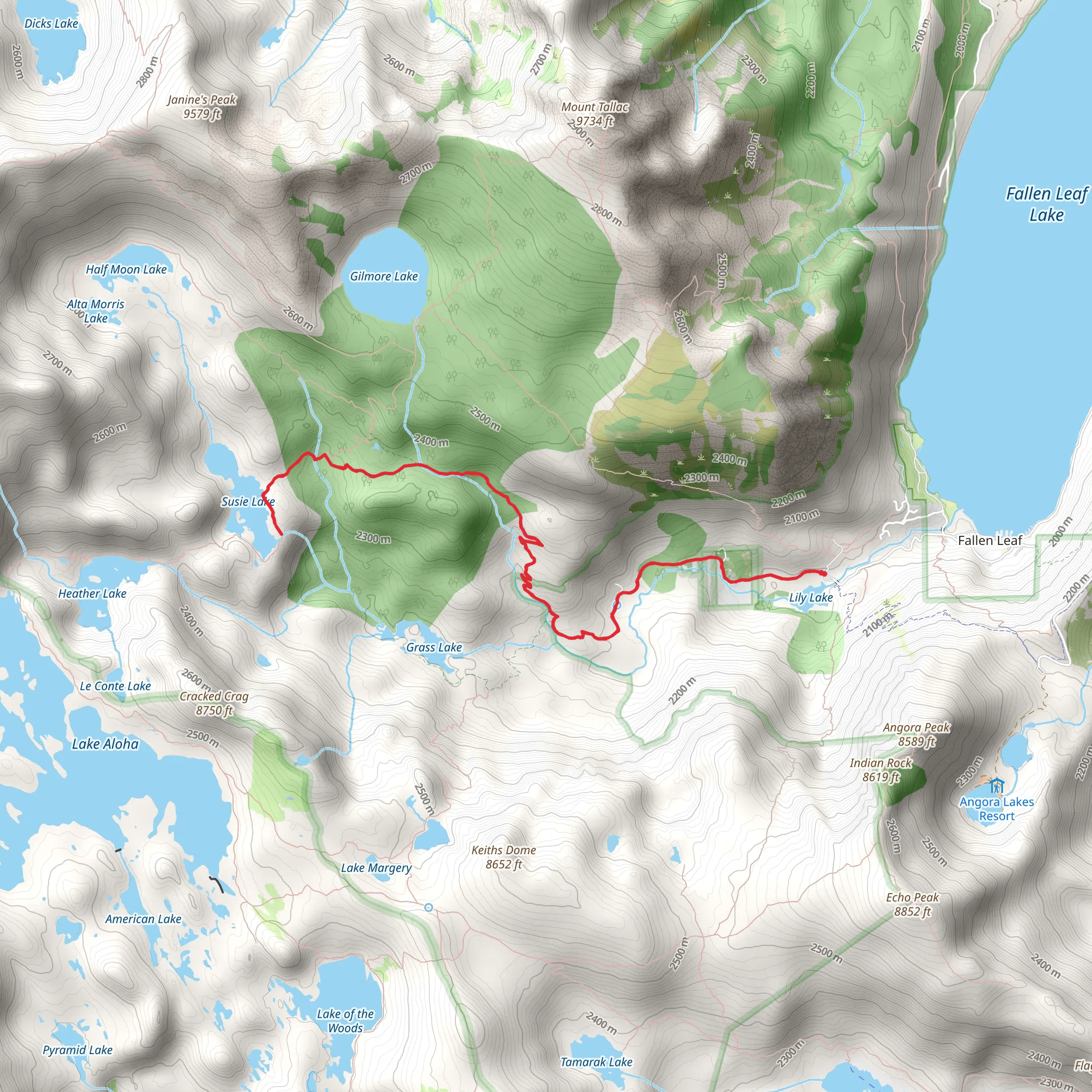 Susie Lake via Glen Alpine Trail mobile static map