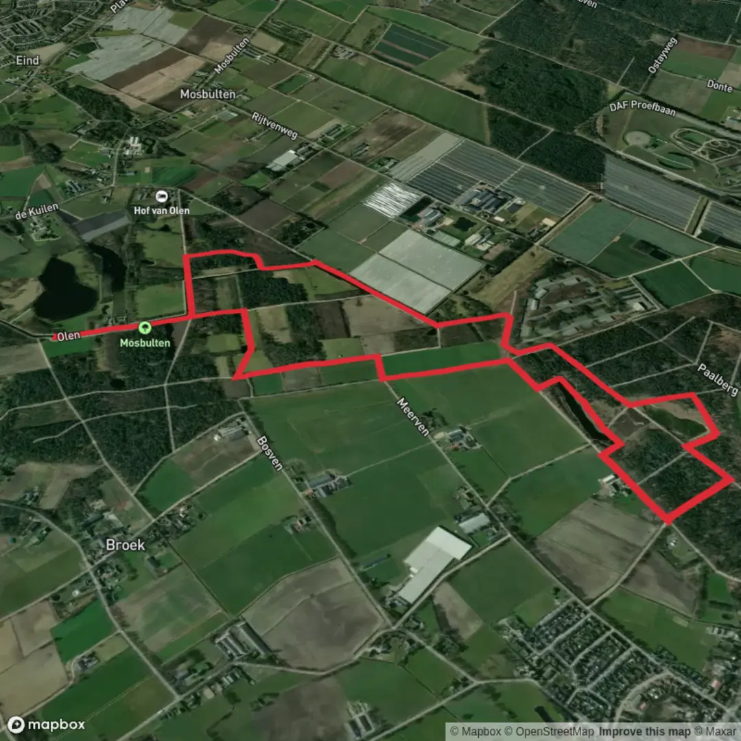 An image depicting the trail Torreven and Vossenbergven via Blauw and its surrounding area.