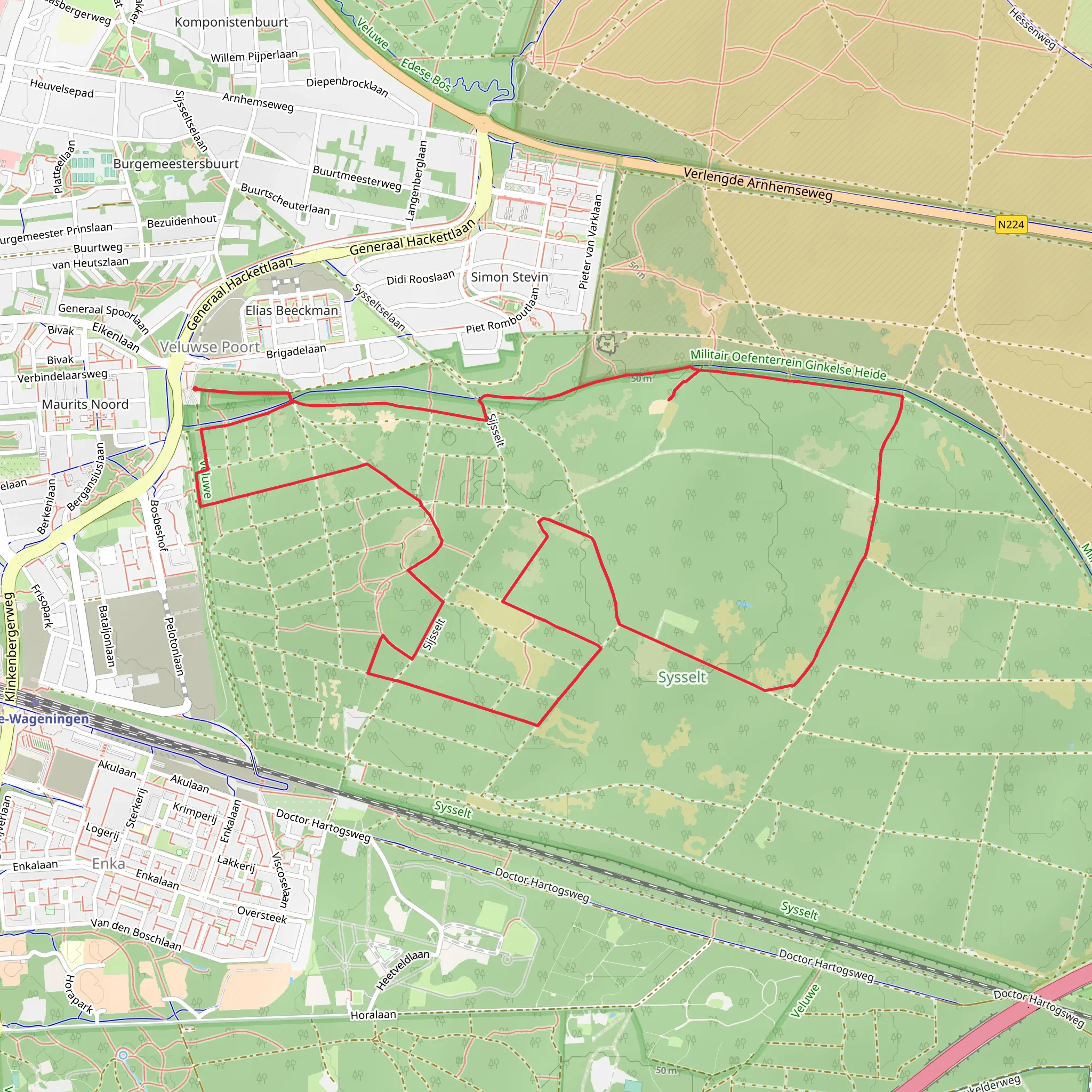 Boddegat and Zandbos via Renkumse Weg mobile static map