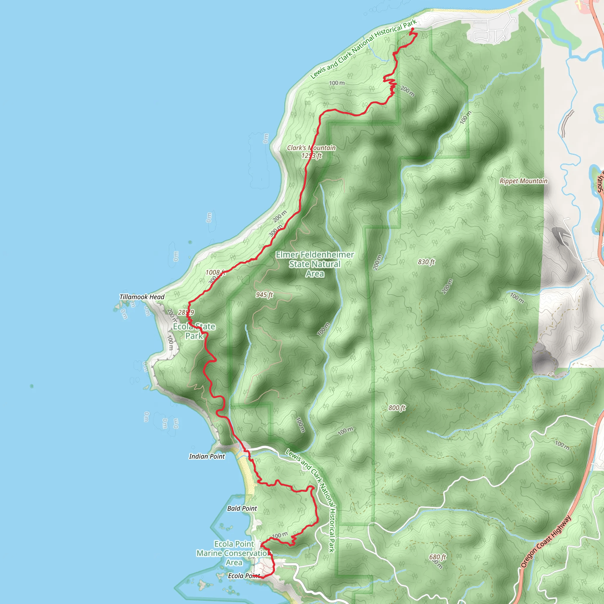Clark's Mountain via Indian Beach Trail mobile static map