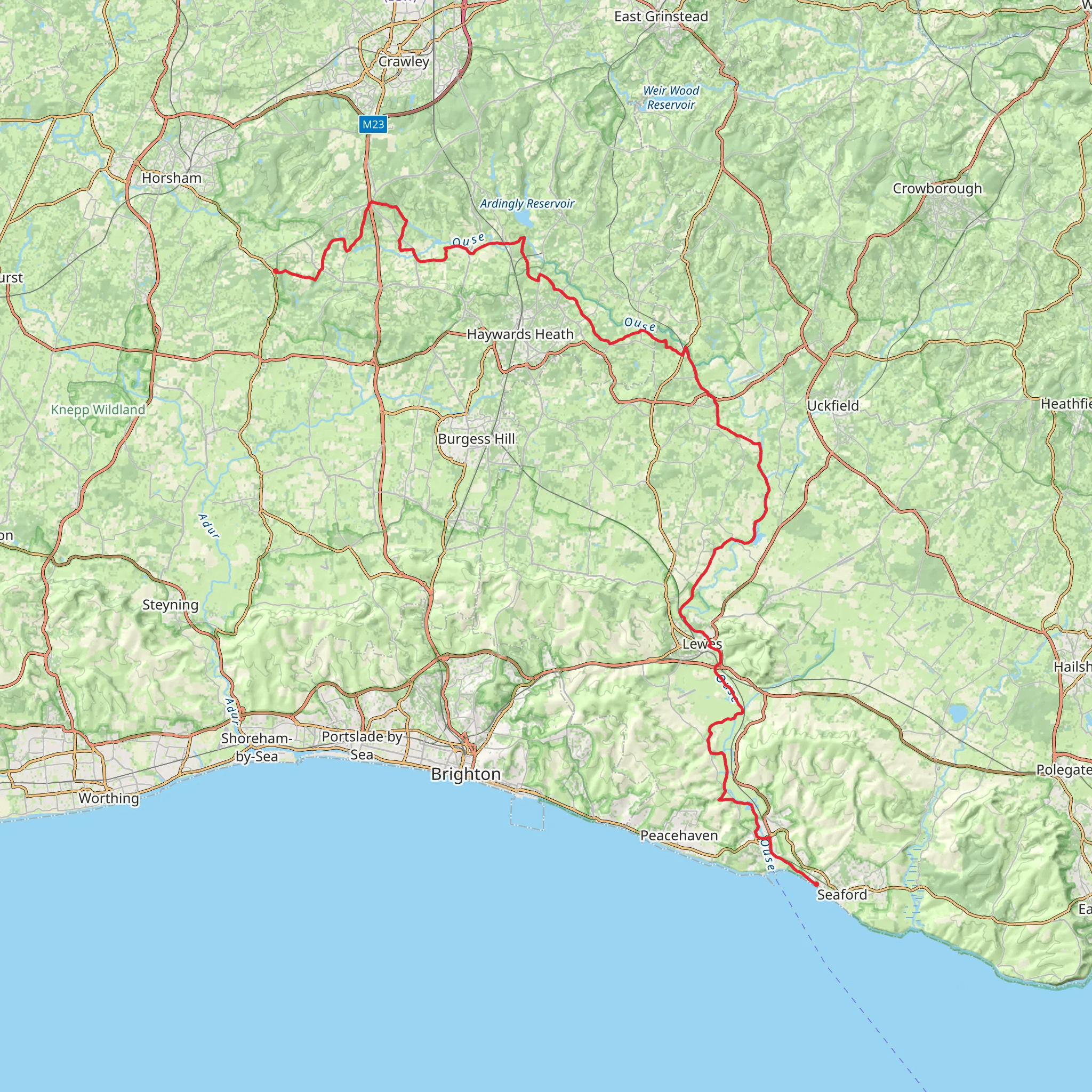 Sussex Ouse Valley Way mobile static map