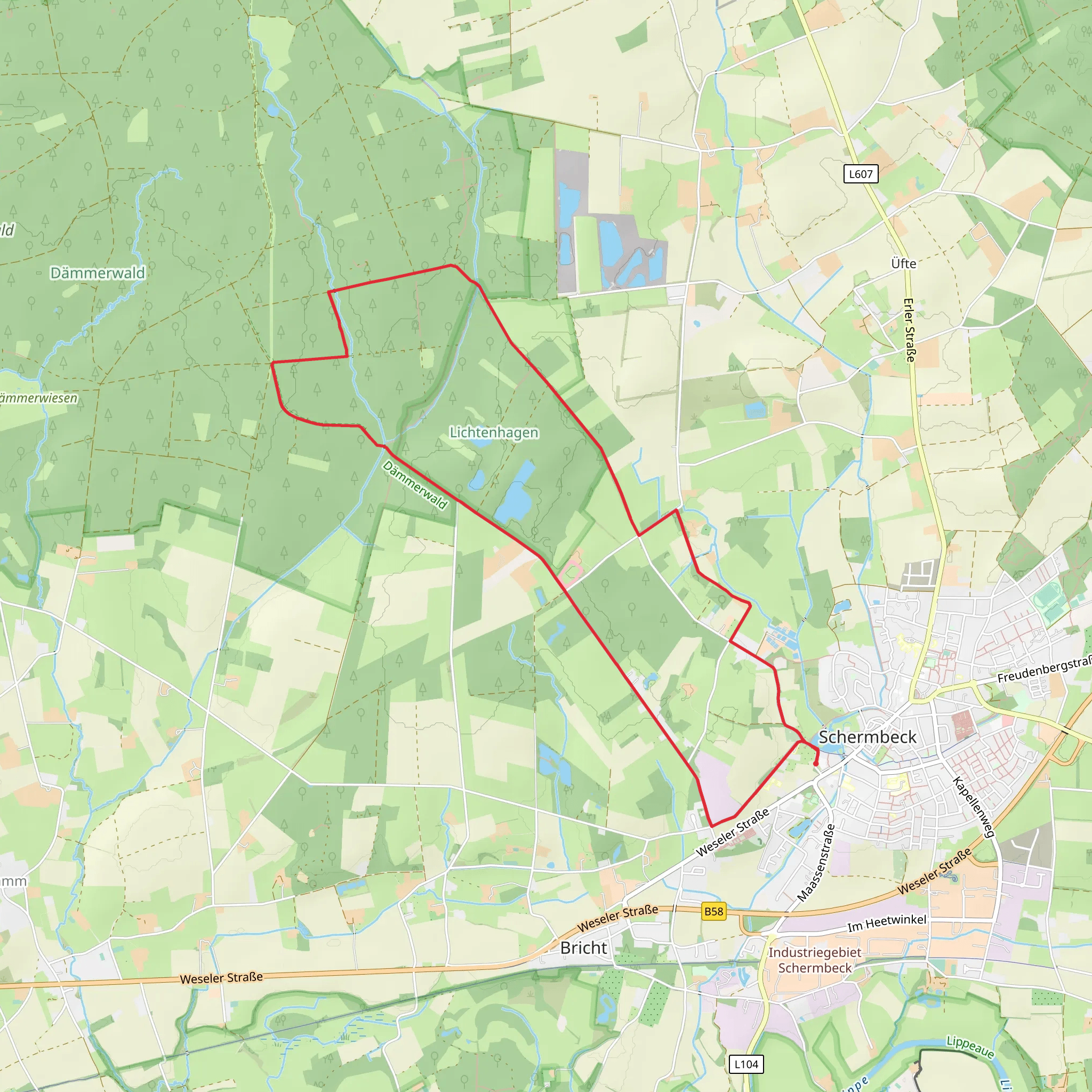 Lichtenhagen Loop via Unterer Mühlenteich mobile static map