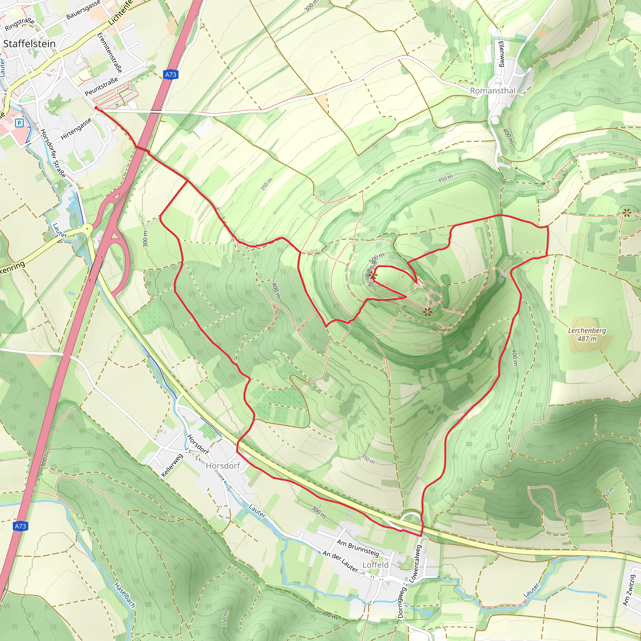 Staffelberg via Karlssteig and Brauereiweg 2 mobile static map