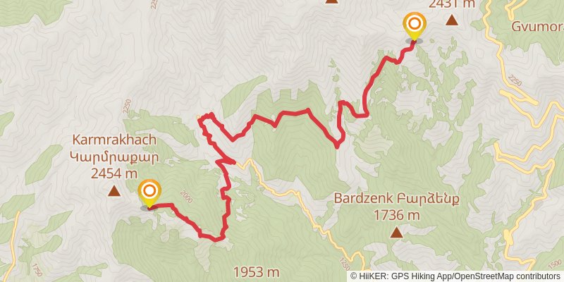 Transcaucasian Trail - Armenia stage 52 Map