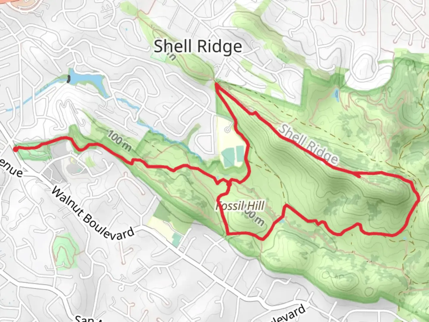An image depicting the trail Fossil Hill - Bramhall Pond - Ridge Top - Kovar Loop Trail and its surrounding area.