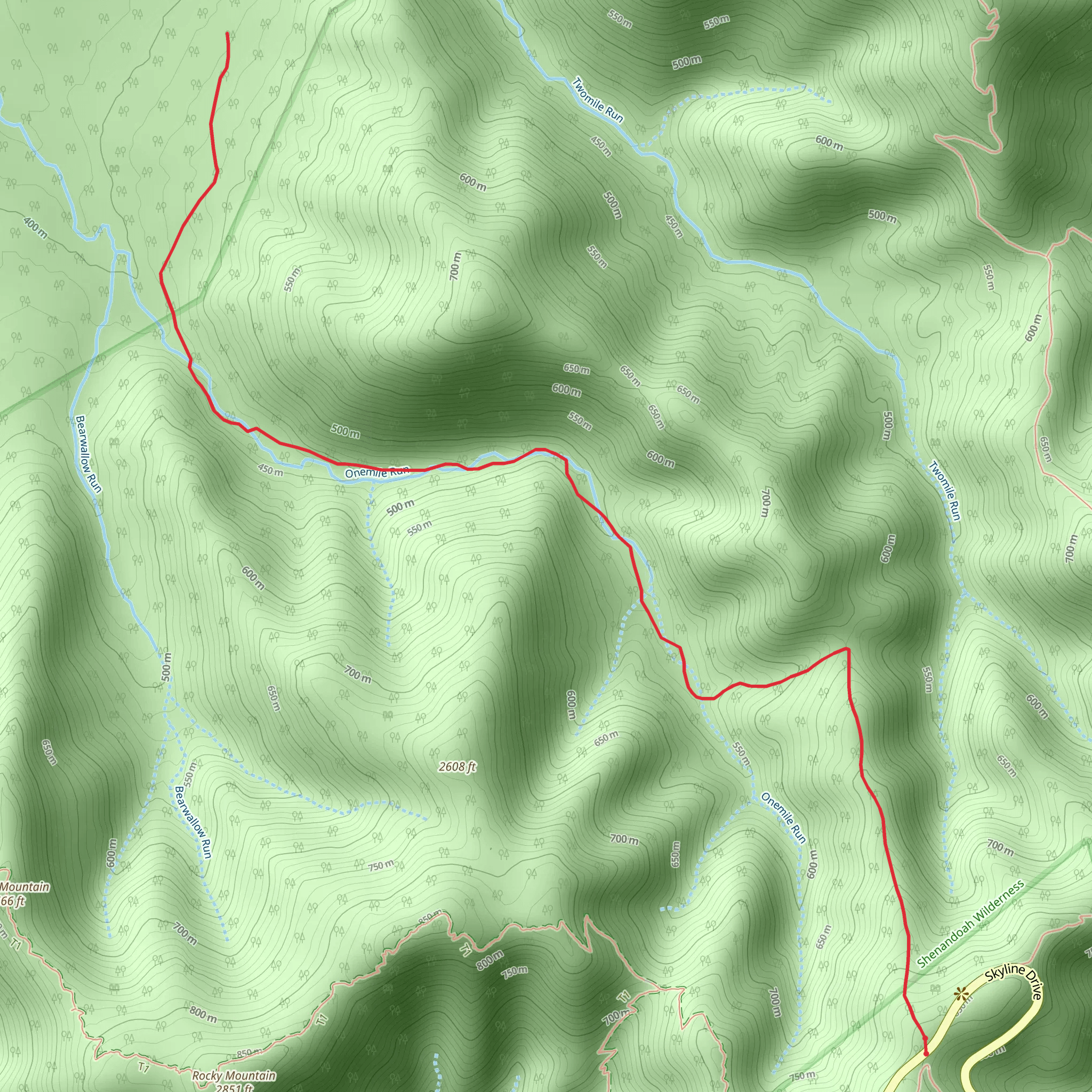 One Mile Run Trail mobile static map