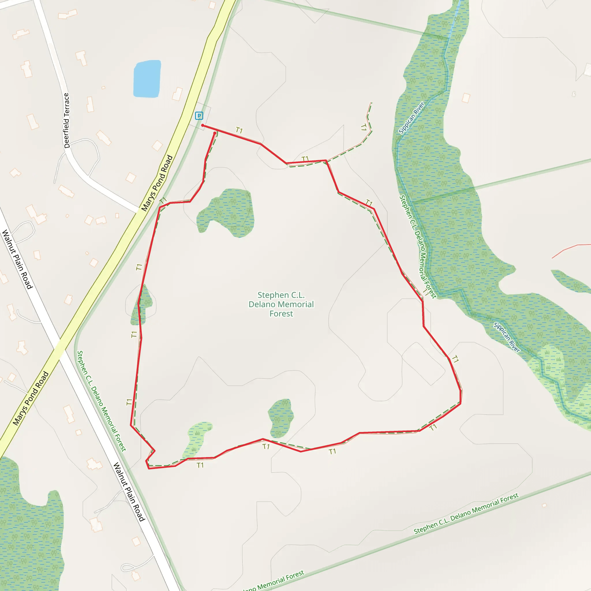 Stephen Delano Memorial Forest Loop mobile static map