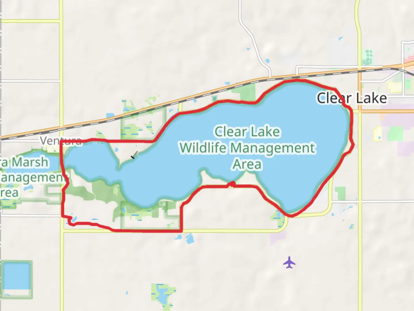 An image depicting the trail Clear Lake Loop and its surrounding area.