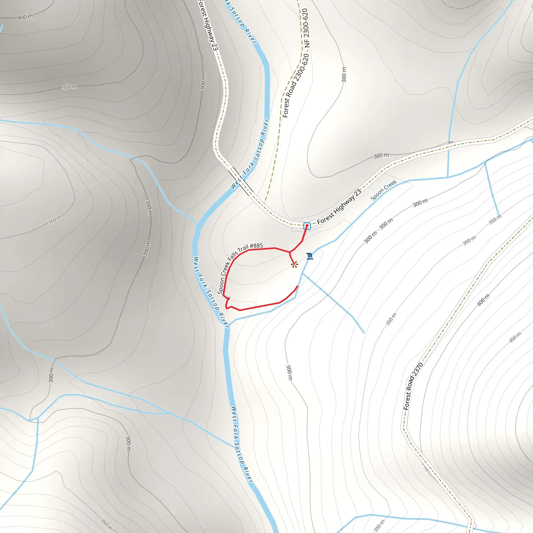 Spoon Creek Falls Trail mobile static map