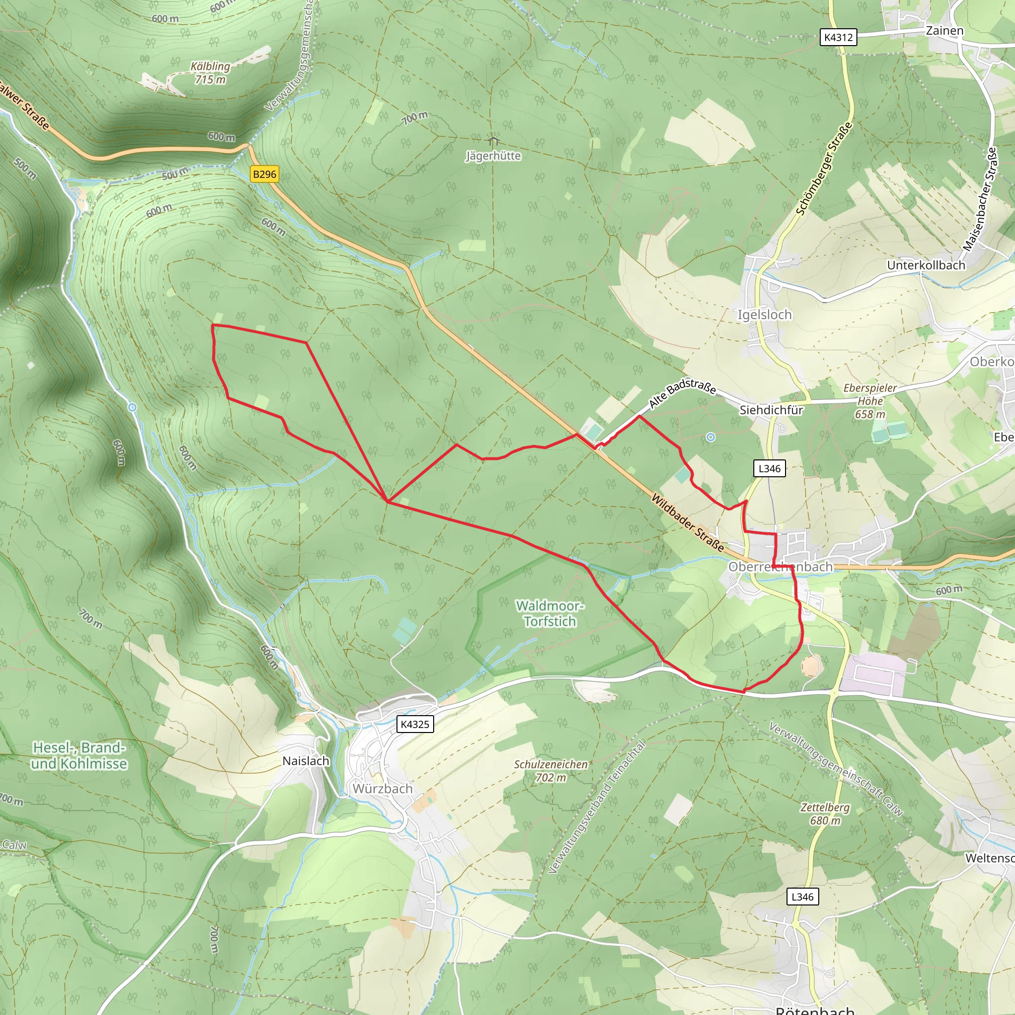 Oberreichenbach Loop viaa Kohlhutte and Fohrbrunnenhutte mobile static map