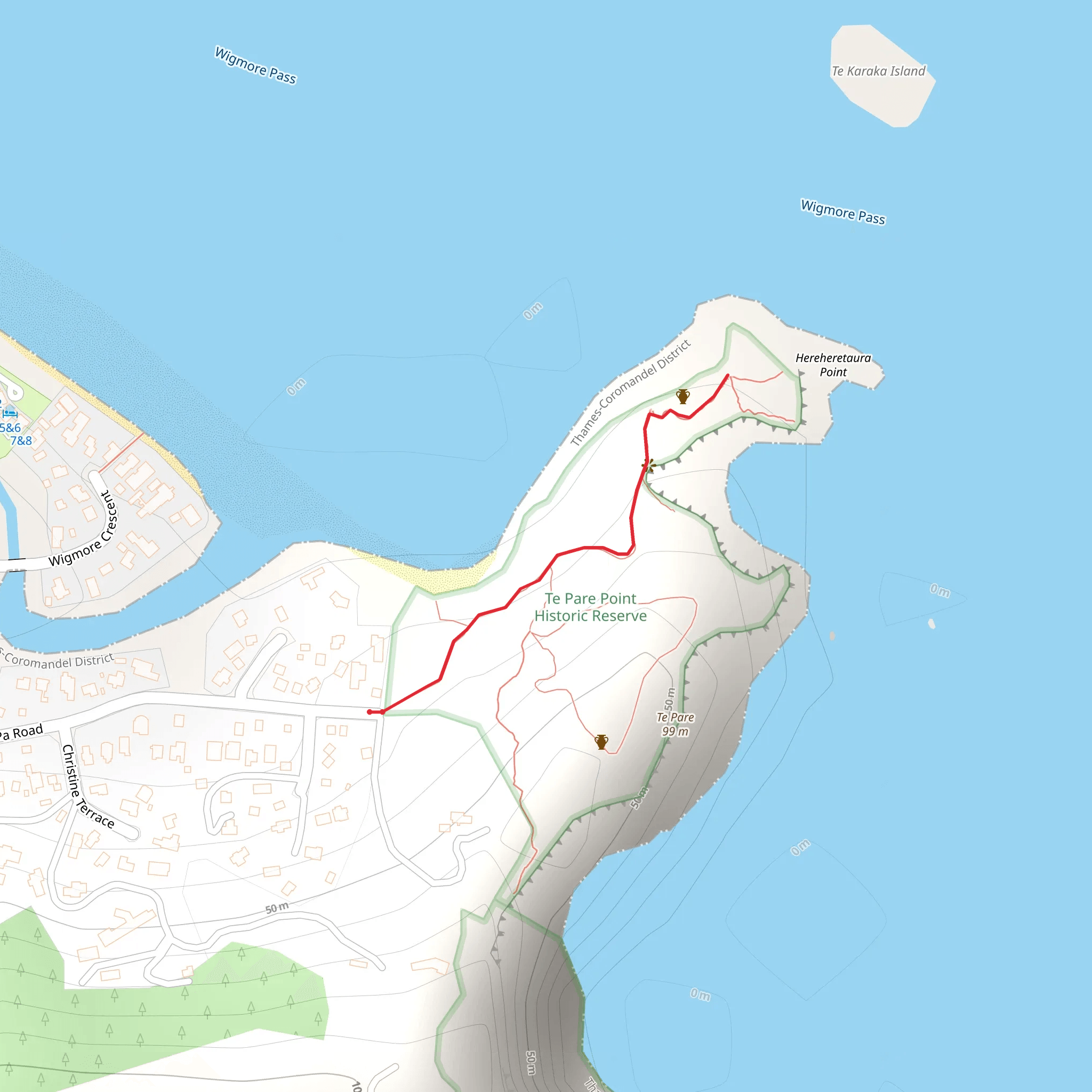 Te Pare Point Historic Reserve Trail mobile static map