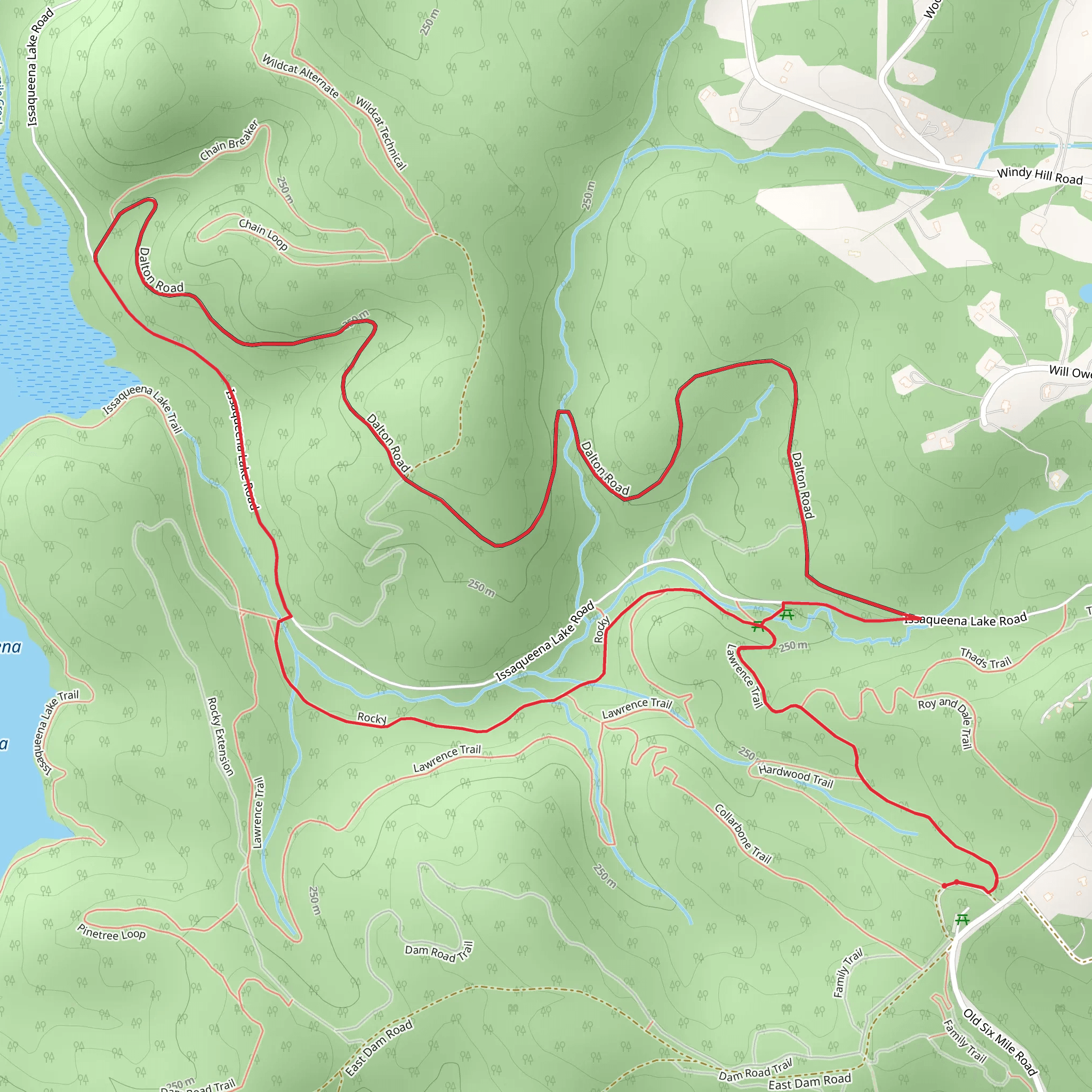 Dalton Road, Issaqueena Lake Road and Hardwood Loop Trail mobile static map