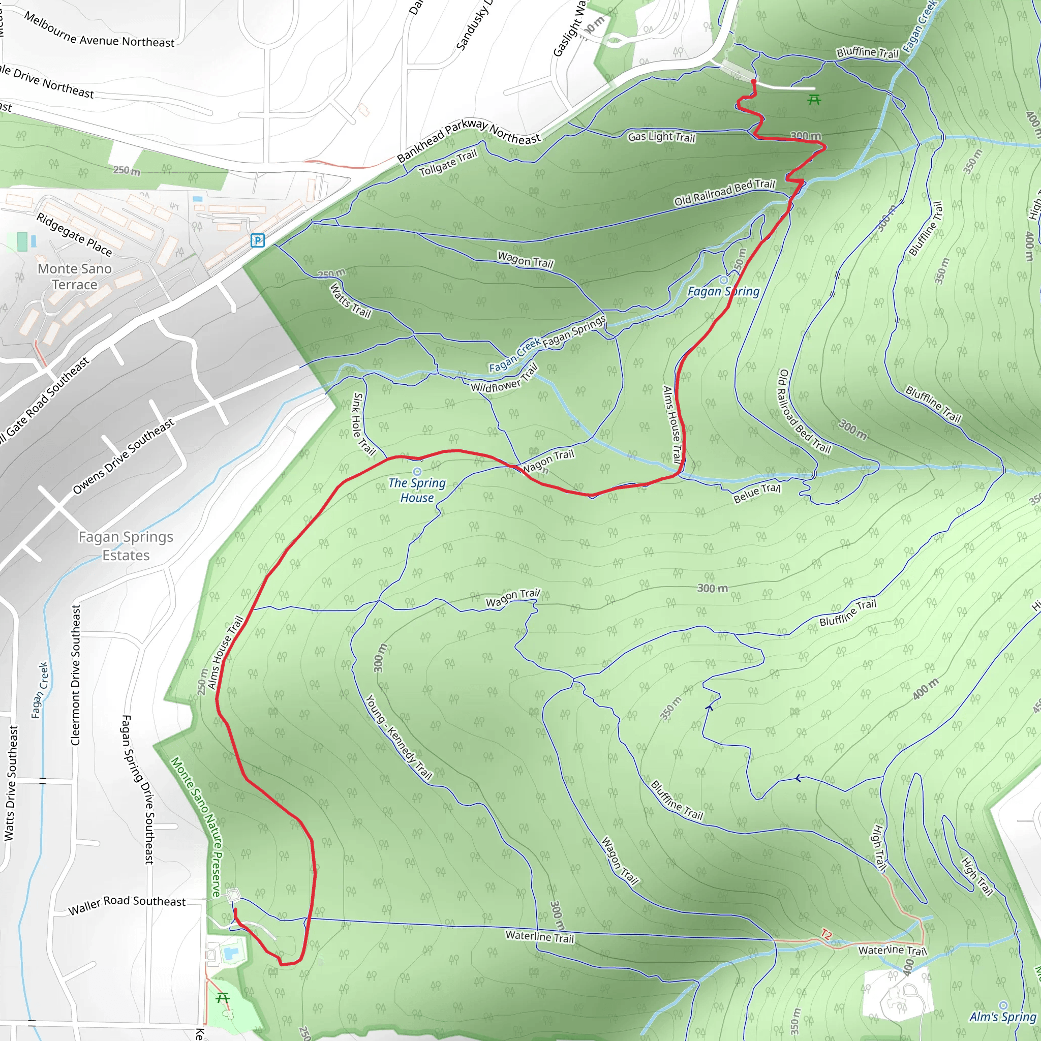 Alms House Trail and Three Caves Trail mobile static map