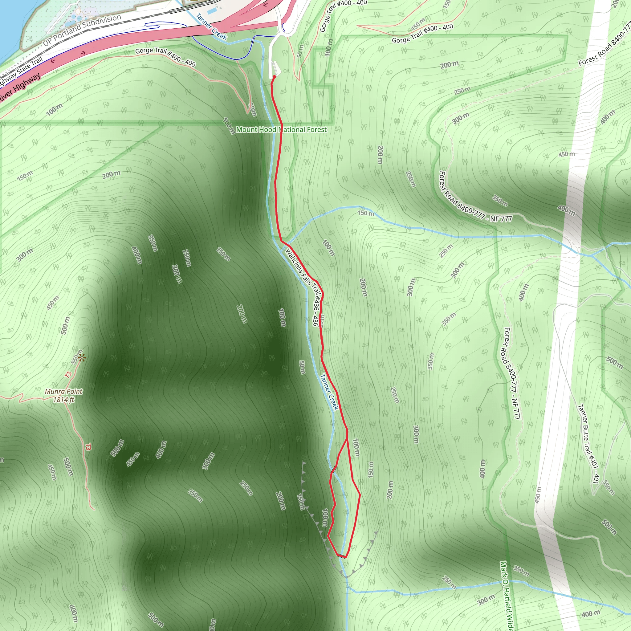 Wahclella Falls Loop Trail mobile static map