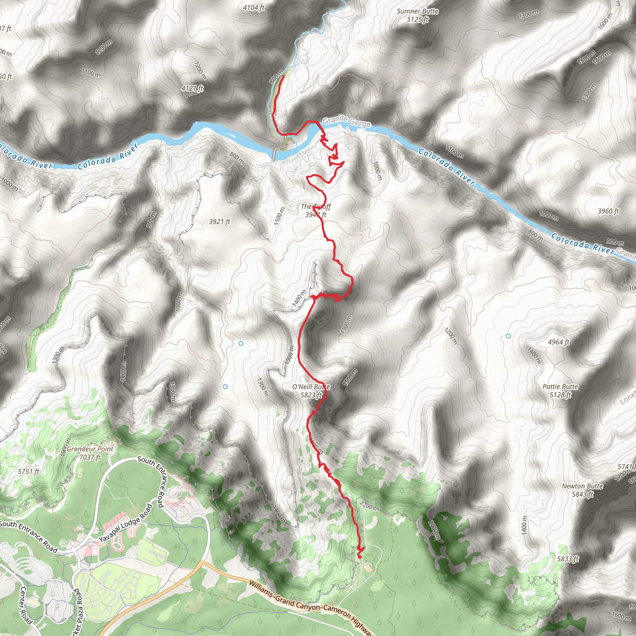 O'Neill Butte,Skeleton Point and The Tipoff via Arizona Trail mobile static map
