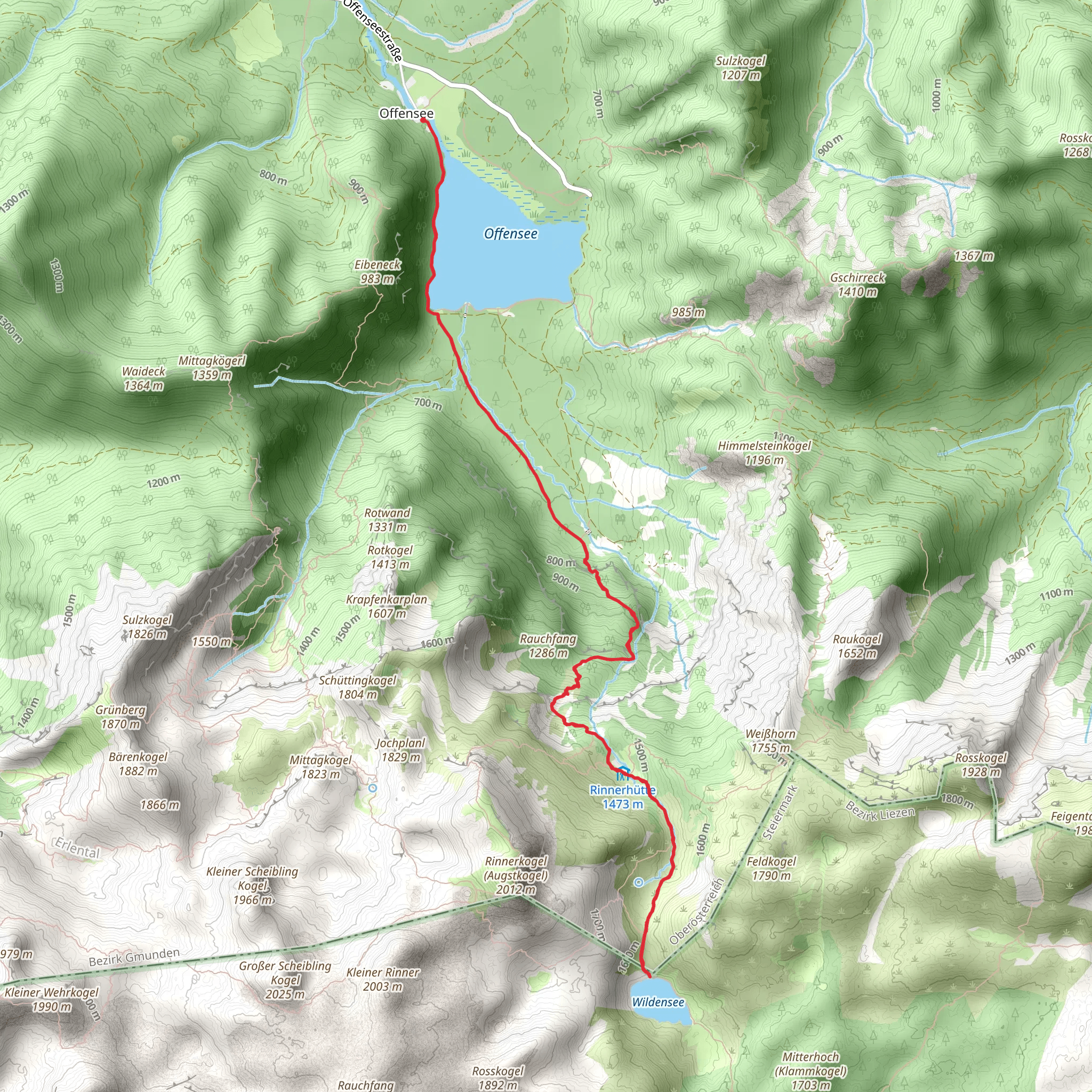Rinnerhütte - Lake Wildensee in Ebensee mobile static map