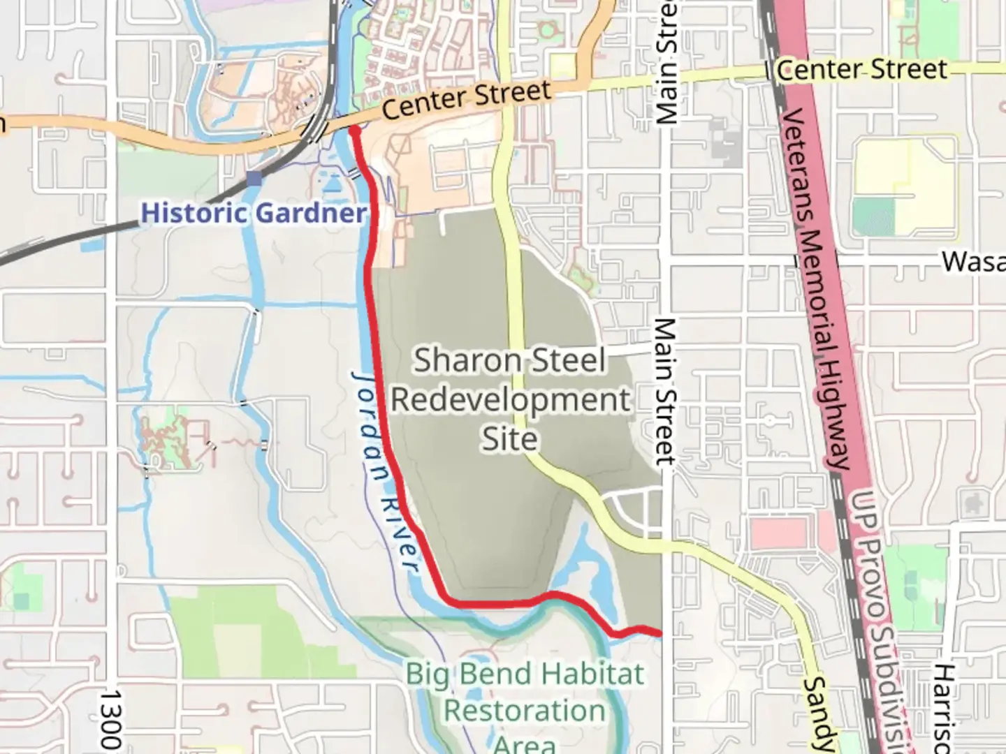 An image depicting the trail Jordan River Parkway and its surrounding area.