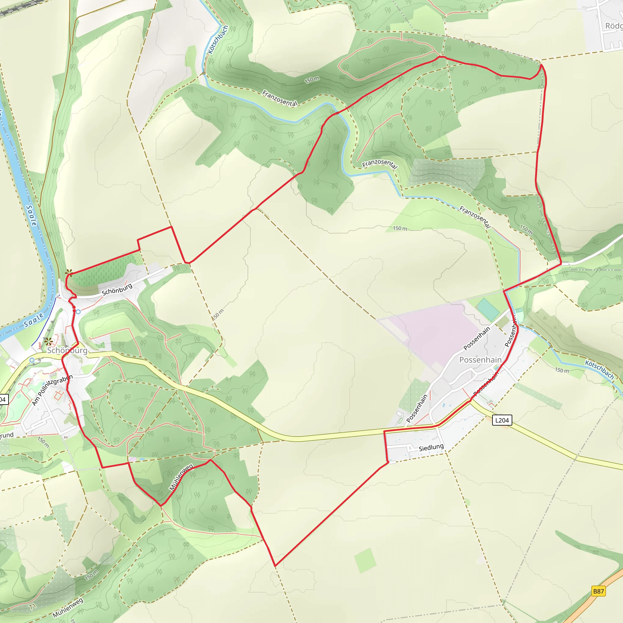 Rundweg Possenhain mobile static map
