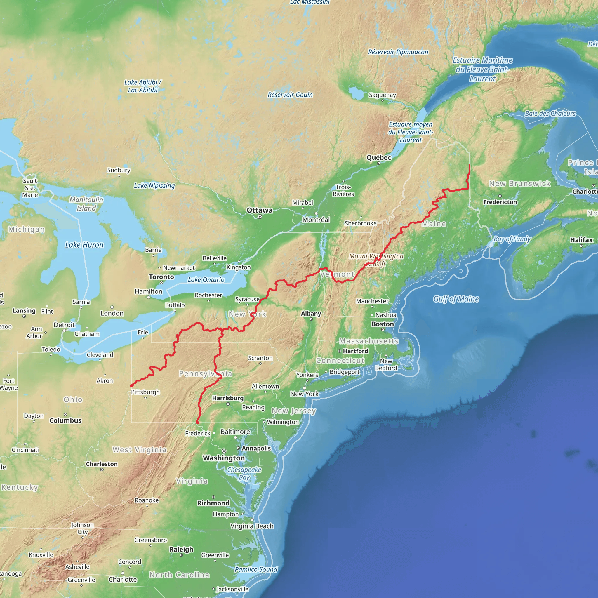 American Perimeter Trail - Northern Appalachian Primary mobile static map