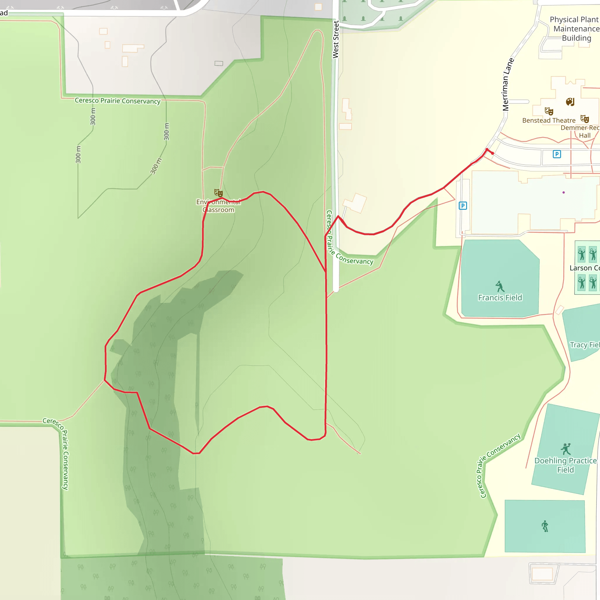 Ceresco Prairie Conservancy Loop mobile static map
