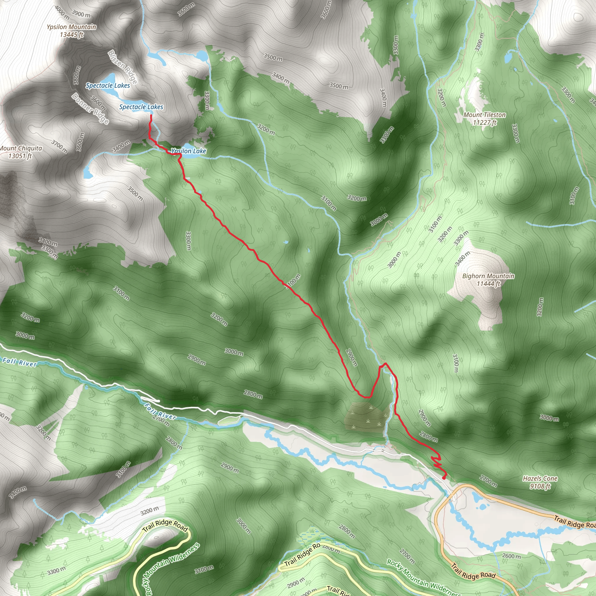 Spectacle Lakes Out and Back mobile static map