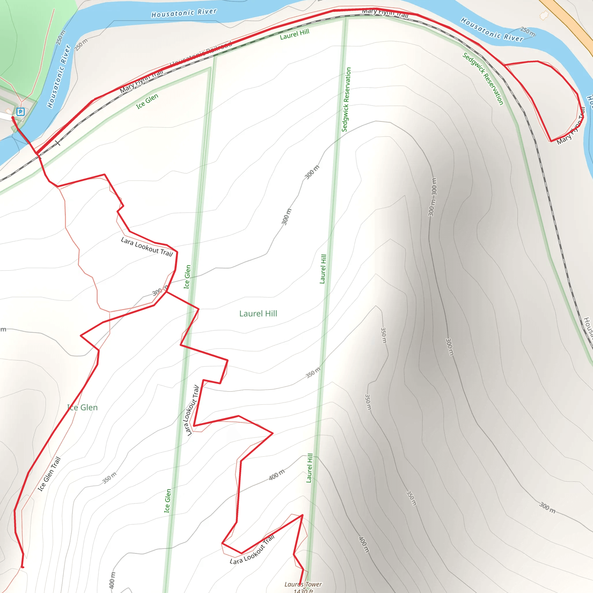 Housatonic River and Lara Lookout Trail mobile static map