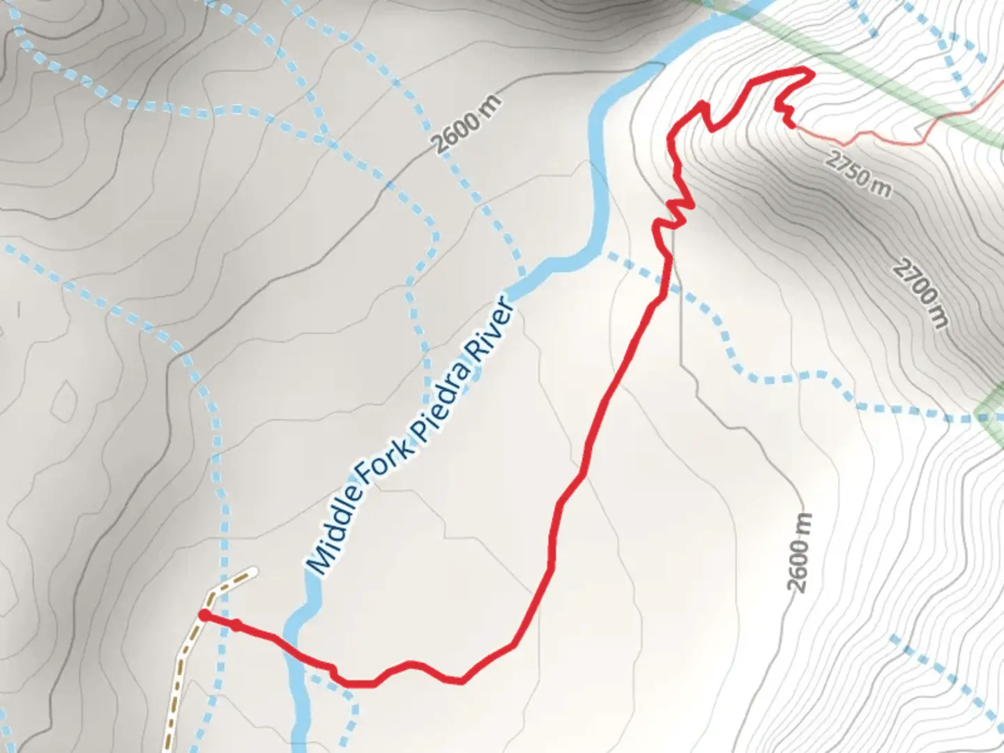 An image depicting the trail Middle Fork Trail - Short and its surrounding area.