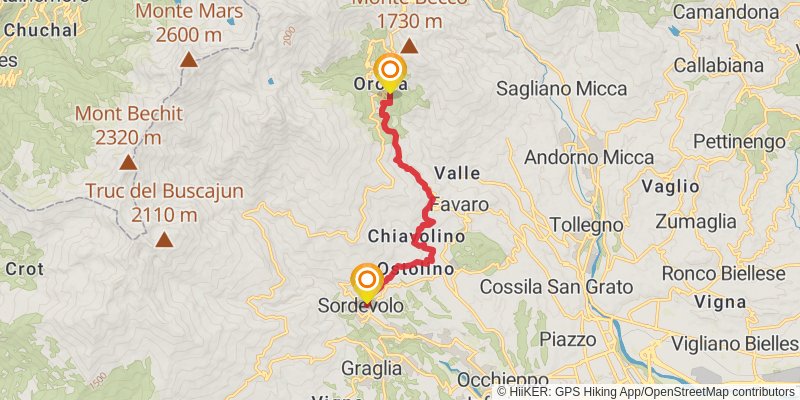 Cammino De Oropa stage 4 Map