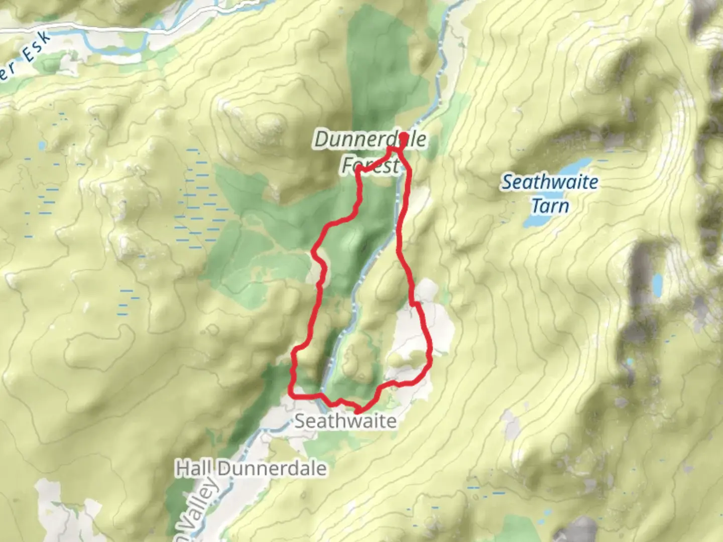 An image depicting the trail Birks Bridge to Seathwaite Loop and its surrounding area.