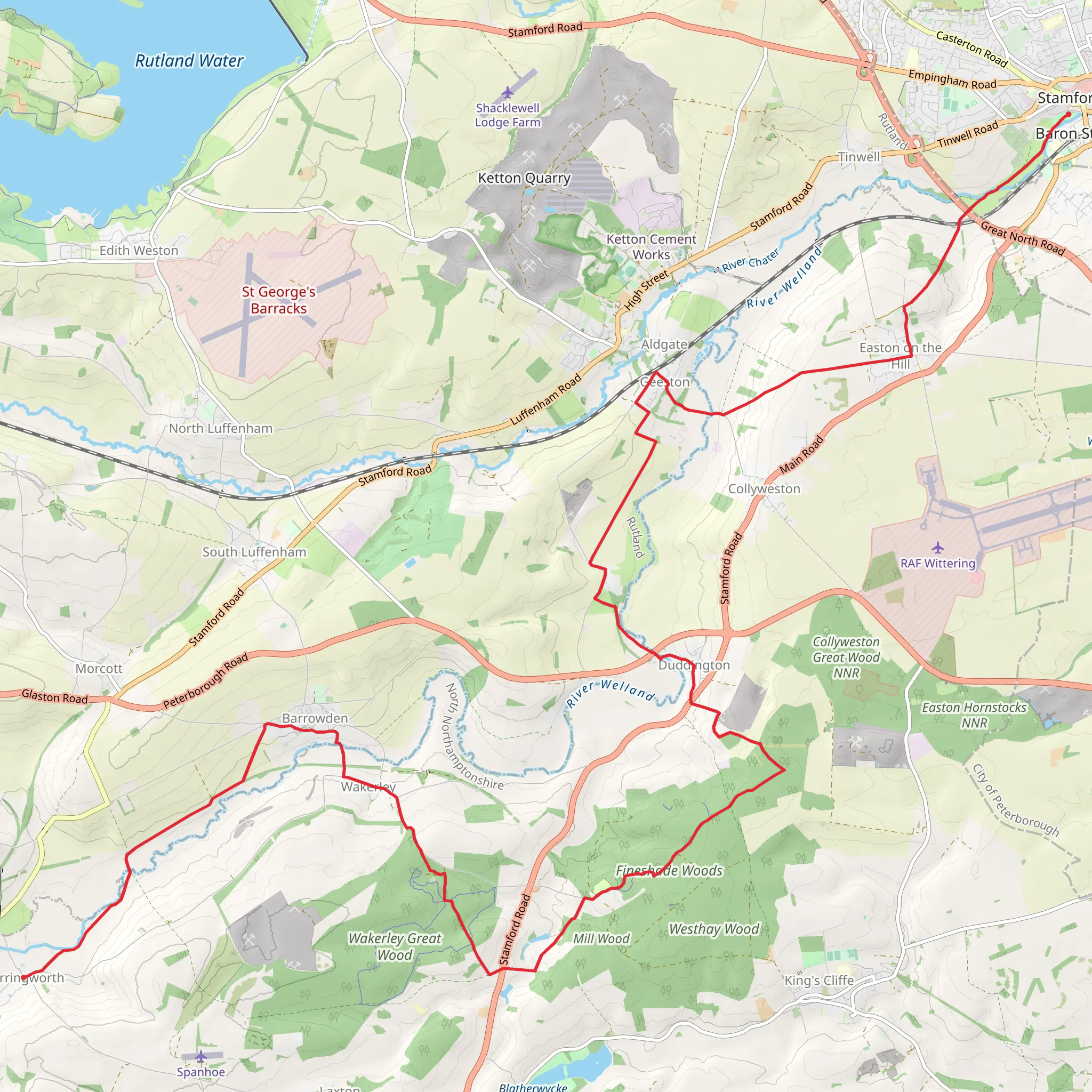Stamford to Harringworth Walk mobile static map